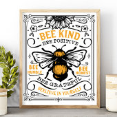 Bee Kind war positiv Bee Humble Niedlicher Zitat Poster