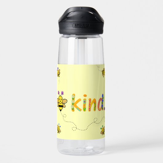 Bee Kind Whimsical Floral Bee Lover Trinkflasche (Rückseite)