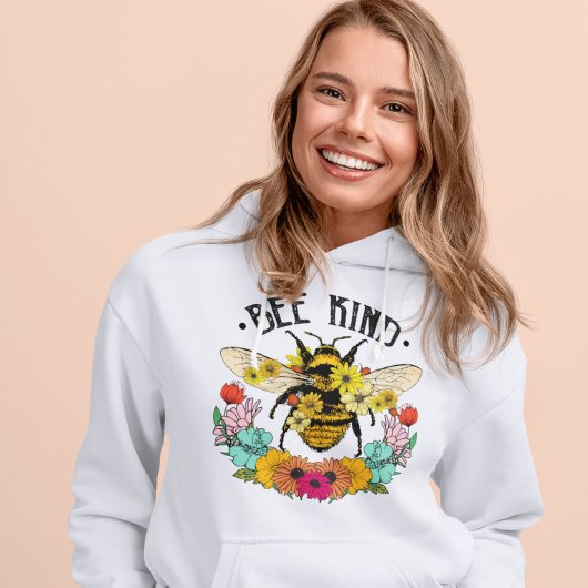 Bee Kind Wild Blume Grafik Lässig Hoodie
