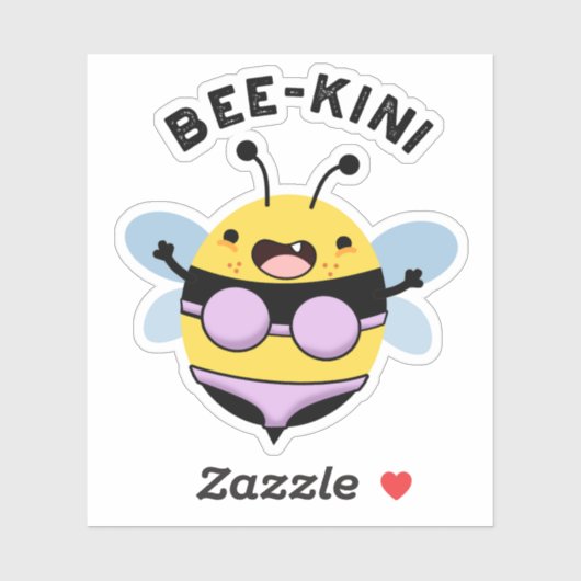Bee-kini Funny Bee Puns Aufkleber (Blatt)