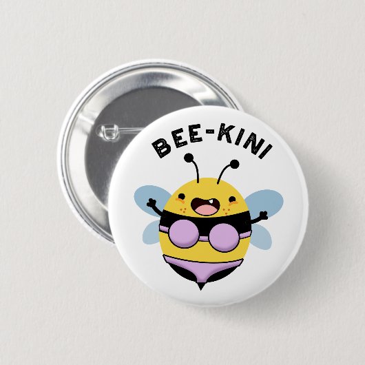 Bee-kini Funny Bee Puns Button (Vorne & Hinten)