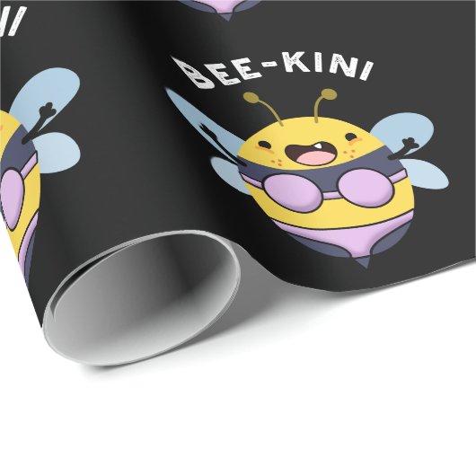 Bee-kini Funny Bee Puns Dark BG Geschenkpapier (Rolleneckpunkt)