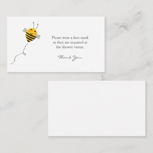 Bee Mask Request Baby Dusche Begleitkarte (Vorne/Hinten)