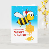 Bee Merry and Bright Niedlich Bee with Honey Ornam Karte (Gelbe Blume)