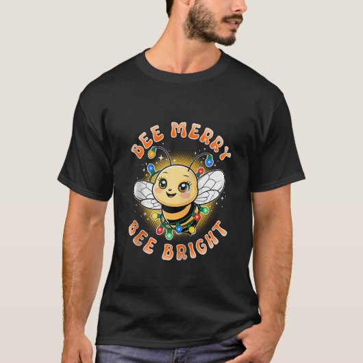Bee Merry Bee Bright Niedliche Weihnachtsbienen De T-Shirt (Vorderseite)