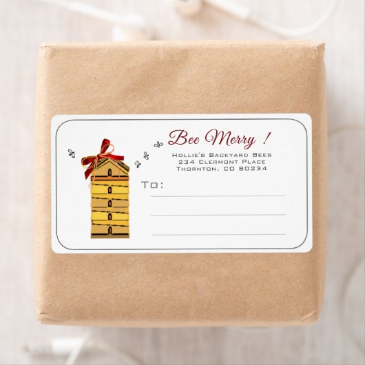 Bee Merry Beekeeper's Holiday Label mit Hive (Insitu)
