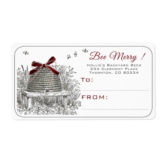 Bee Merry Beekeeper's Holiday Shipping Label (Vorne)