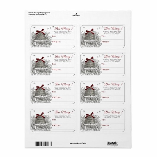 Bee Merry Beekeeper's Holiday Shipping Label (Vorne)