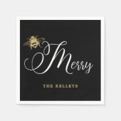 Bee Merry, Black and Gold Urlaub Serviette (Vorderseite)