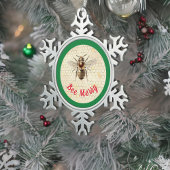 Bee Merry Christmas Bee Schneeflocken Zinn-Ornament