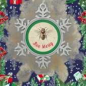Bee Merry Christmas Bee Schneeflocken Zinn-Ornament