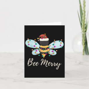 Bee Merry Christmas Bee trägt Weihnachtsmannmütze  Karte
