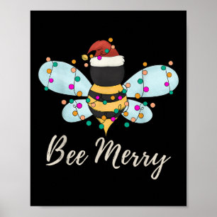 Bee Merry Christmas Bee trägt Weihnachtsmannmütze Poster