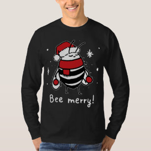 Bee Merry Christmas - Biene trägt Weihnachtsmannmü T-Shirt