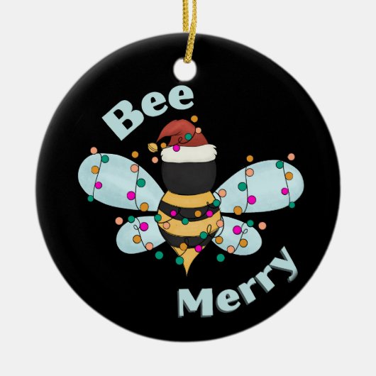 Bee Merry Christmas Bumble Bee Keramik Ornament (Vorne)