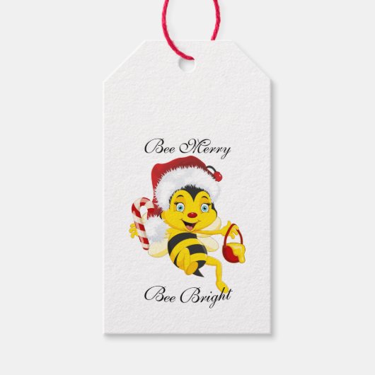 Bee Merry Christmas Cartoon Geschenkanhänger (Vorderseite)