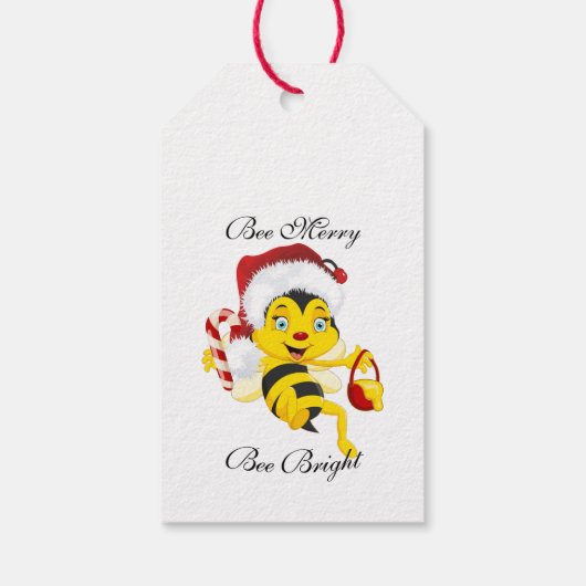 Bee Merry Christmas Cartoon Geschenkanhänger (Rückseite)
