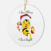 Bee Merry Christmas Cartoon Keramik Ornament (Links)