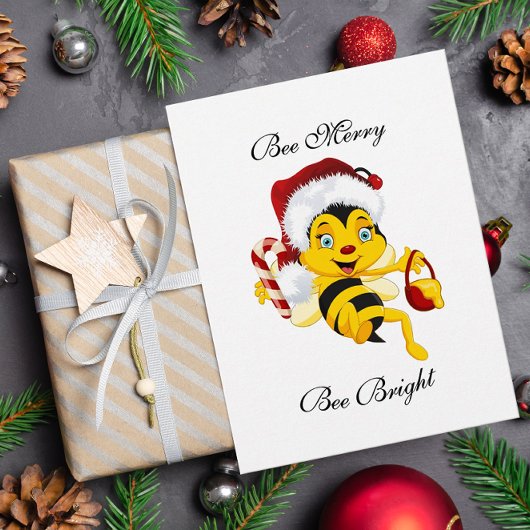 Bee Merry Christmas Cartoon Postkarte