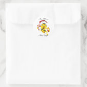 Bee Merry Christmas Cartoon Runder Aufkleber (Tasche)