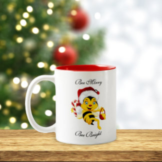 Bee Merry Christmas Cartoon Zweifarbige Tasse