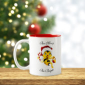 Bee Merry Christmas Cartoon Zweifarbige Tasse