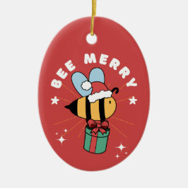BEE MERRY CHRISTMAS TREMORNAMENT KERAMIK ORNAMENT
