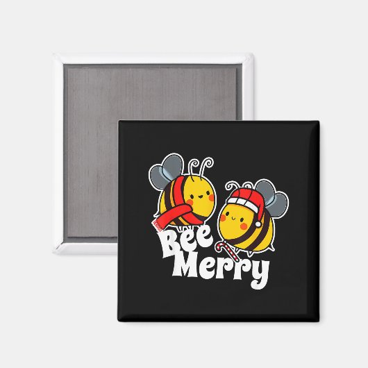 Bee Merry _ Cute Honey Bees Santa Claus _ Christma Magnet (Vorderseite/Rückseite)