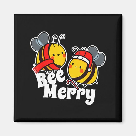 Bee Merry _ Cute Honey Bees Santa Claus _ Christma Magnet (Vorne)