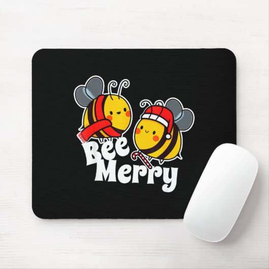 Bee Merry _ Cute Honey Bees Santa Claus _ Christma Mousepad (Mit Mouse)