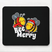 Bee Merry _ Cute Honey Bees Santa Claus _ Christma Mousepad (Vorne)