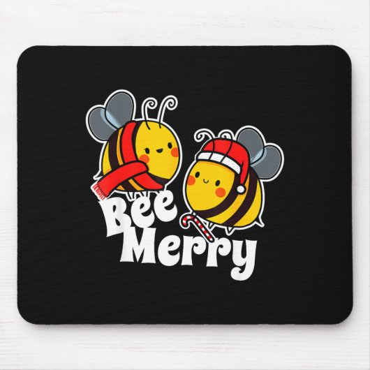 Bee Merry _ Cute Honey Bees Santa Claus _ Christma Mousepad (Vorne)