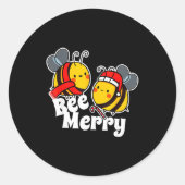 Bee Merry _ Cute Honey Bees Santa Claus _ Christma Runder Aufkleber (Vorderseite)