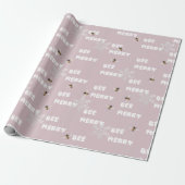 Bee Merry Dreamy Snowflakes Beekeeper Holiday Pink Geschenkpapier (Ungerollt)