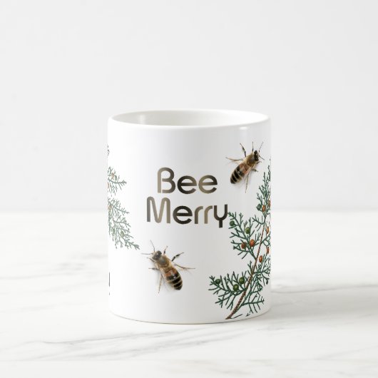 Bee Merry Evergreen Christmas Beekeeper Tasse (Mittel)