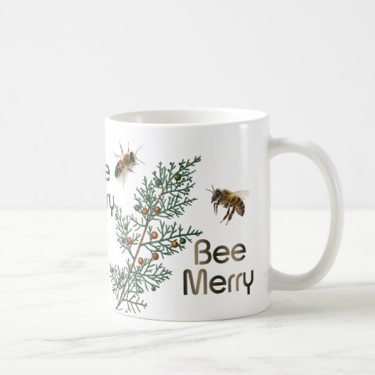 Bee Merry Evergreen Christmas Beekeeper Tasse (Rechts)
