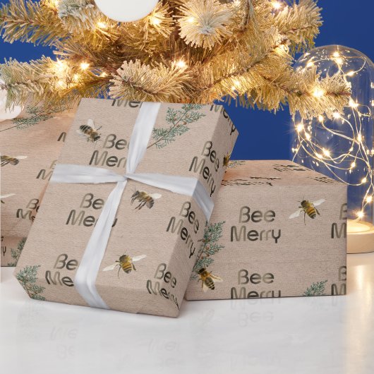 Bee Merry Evergreen Kraft Holiday Geschenkpapier (Feiertage)