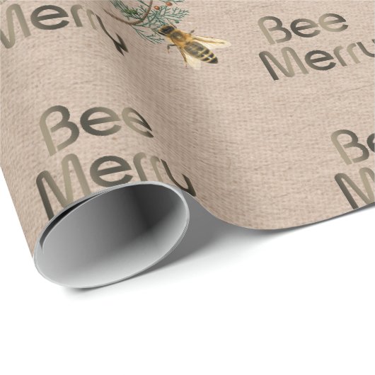 BEE MERRY Evergreen und Kraft Holiday Geschenkpapier (Rolleneckpunkt)