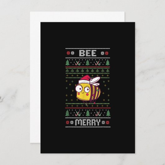Bee Merry - Funny Bee Ugly Christmas Einladung (Vorne/Hinten)