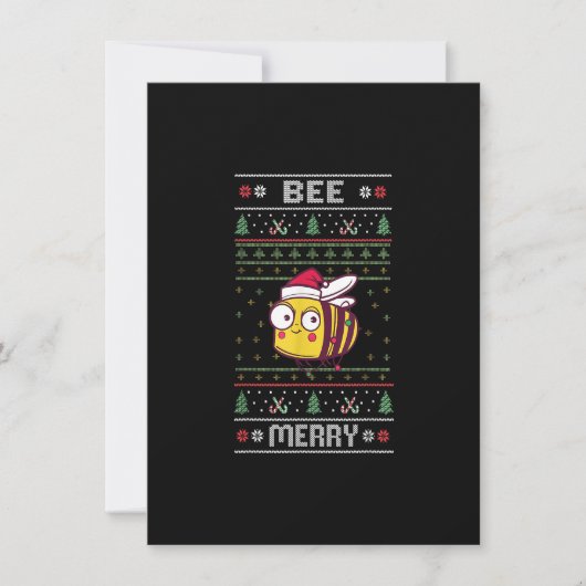 Bee Merry - Funny Bee Ugly Christmas Einladung (Vorderseite)