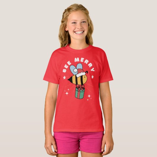BEE MERRY FUNNY SANTA CHRISTMAS HELPER T-Shirt (Vorne ganz)
