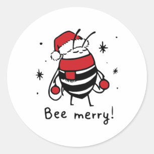 Bee Merry Funny Weihnachtsgeschenk Bee Lover Runder Aufkleber