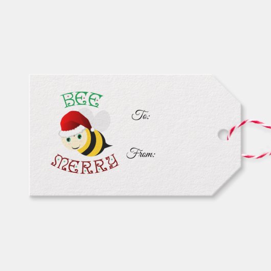Bee Merry Geschenkanhänger (Vorderseite (Horizontal))