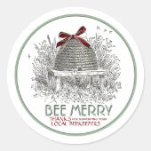 Bee Merry Holiday Honey Skep mit Red Bow Sticker (Vorderseite)
