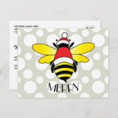 Bee Merry Holiday Postkarte (Vorne/Hinten)