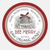 Bee Merry Holiday Sticker Skep mit Red Bow (Vorderseite)