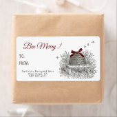 Bee Merry Honey Geschenk Label Red Bow Skep Weihna (Insitu)