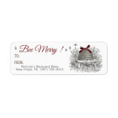 Bee Merry Honey Geschenk Label Red Bow Skep Weihna (Vorne)