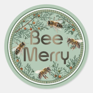 Bee Merry Honeybee Holiday Sticker