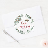 Bee Merry Honeybee Holiday Sticker Roter Text (Umschlag)